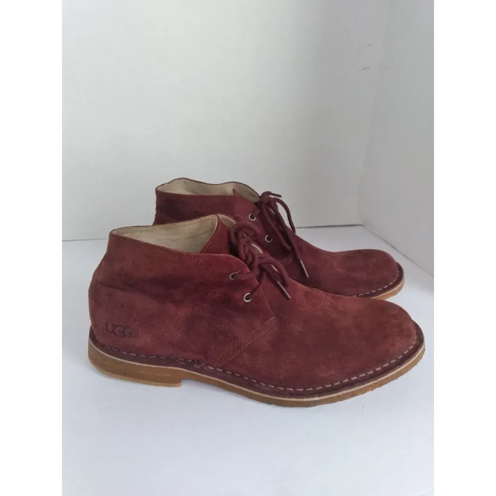 UGG Australia‎ Leighton Burgundy Suede Chukka Desert Boots Mens Wine Red